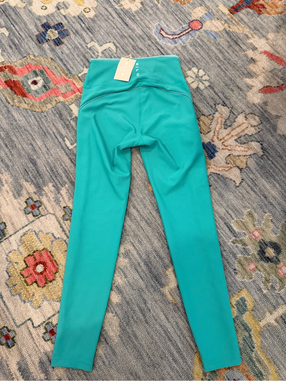 New WILO The Label High Rise Rib Ribbed 7/8 Leggings Small sea green